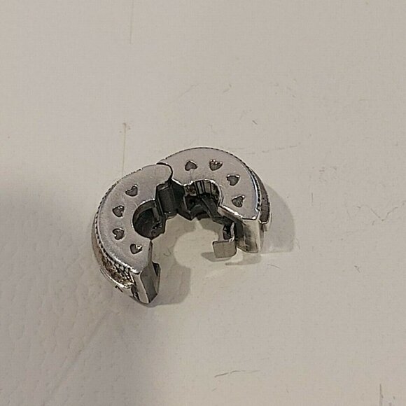 Pair of Auth PANDORA Sterling Silver Sparkling Pavé Lines & Logo Clip 799042C01 - Picture 3 of 12